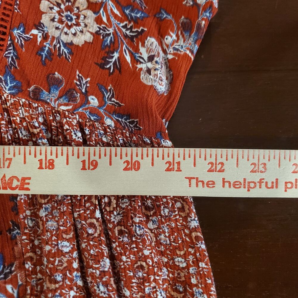 Knox Rose Floral 1/4 Button Floral Boho Midi Dress Size M Cottage Hippie Pockets - Picture 11 of 12